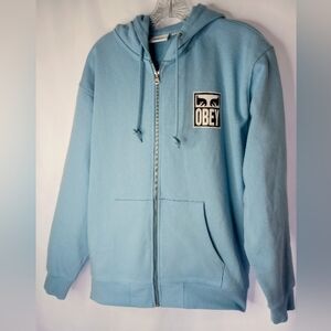 *Obey Blue Zip-up Hoodie Size S NWT